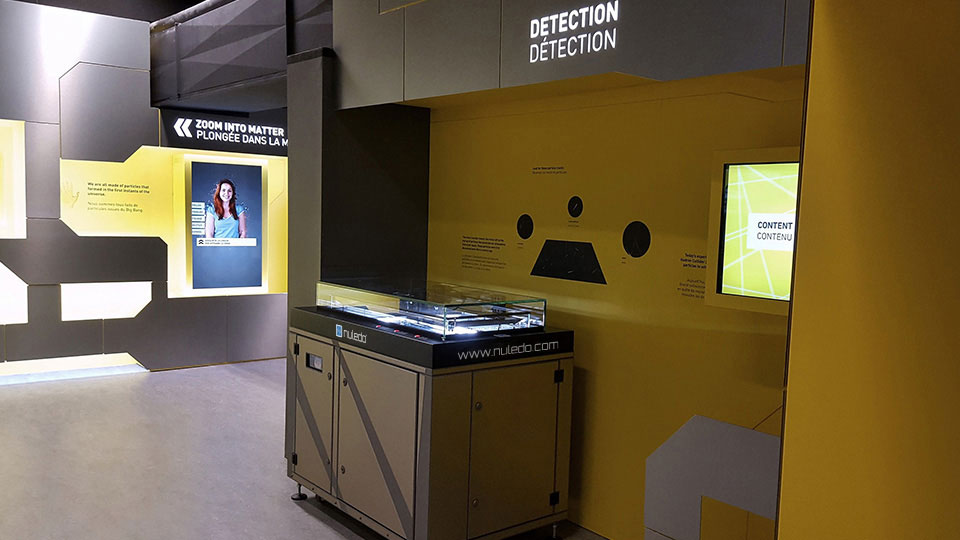 Nuledo Custom Cloud Chamber represents particle detectors before particle accelerators at CERN Microcosmos exhibition.